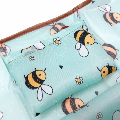 Wrapables Large Nylon Reusable Shopping Bag, Bumble Bees Perspective: top
