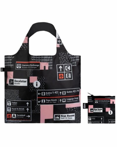 LOQI Airport Icons Reusable Shopping Bag Perspective: top