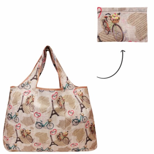 Wrapables Large Nylon Reusable Shopping Bag, Paris Perspective: top
