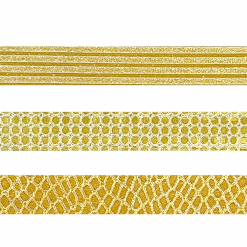 Wrapables Glitter & Shine Decorative Washi Tapes (Set of 3), Gold Glitz and Snake Print Perspective: top