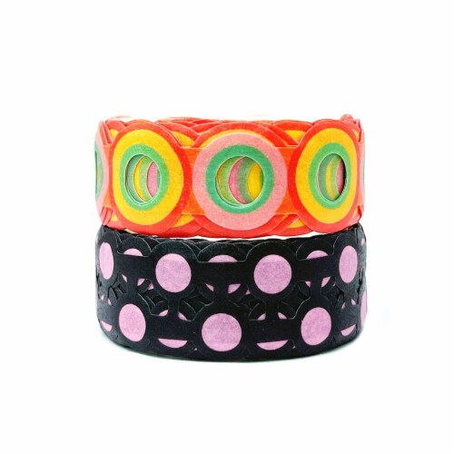 Wrapables Geometric Hollow Washi Masking Tape 4M Length Total (Set of 2), Bubbles Perspective: top