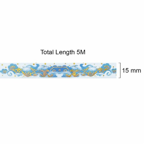 Wrapables Poetic Picturesque Gold Foil Washi Masking Tape, 15mm x 5M, Clouds Perspective: top