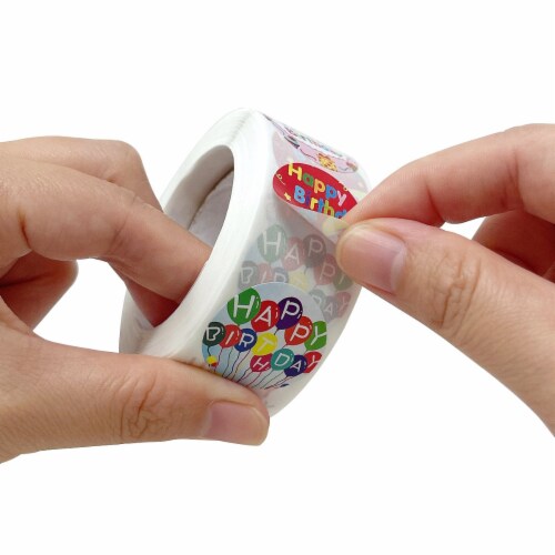 Wrapables 1 Inch Reward, Birthday, Thank You Stickers (1000pcs), Happy Birthday Perspective: top