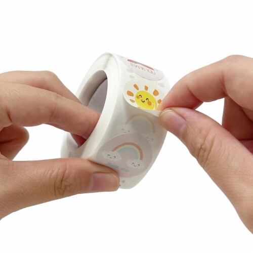 Wrapables 1 Inch Reward, Birthday, Thank You Stickers (1000pcs), Weather & Floral Perspective: top