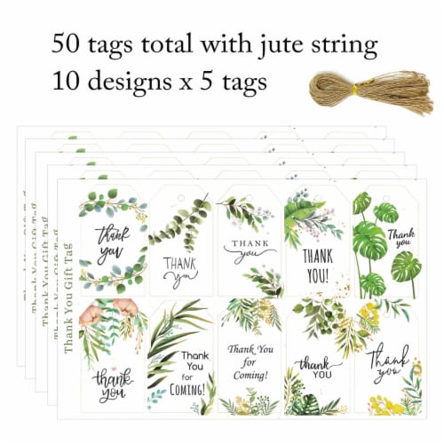 Wrapables Thank You Gift Tags for Weddings, Bridal & Baby Showers (50pcs), Green Nature Perspective: top