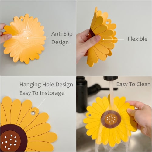 Wrapables Sunflower Coasters, Trivet Mats, Pot Holders (Set of 2), Medium Perspective: top