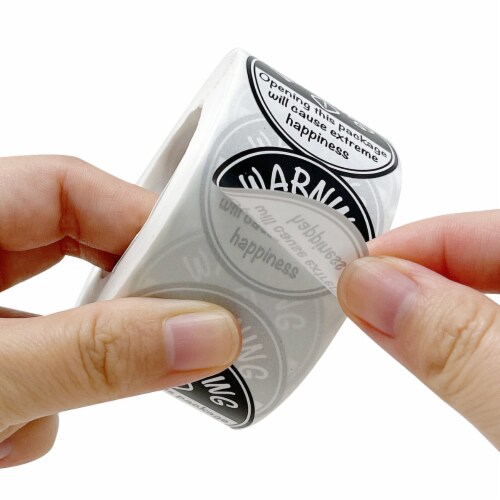 Wrapables 1.5  Black Extreme Happiness Warning Small Business Thank You Stickers Roll 500pcs Perspective: top