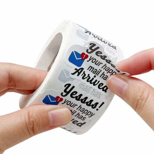 Wrapables Yessss! Arrived Small Business Thank You Stickers Roll for Packages (500pcs) Perspective: top