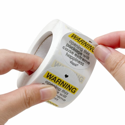 Wrapables 1.5  Yellow Extreme Happiness Warning Small Business Thank You Stickers Roll 500pcs Perspective: top