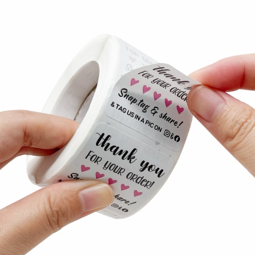 Wrapables Snap Tag & Share Small Business Thank You Stickers Roll for Packages (500pcs) Perspective: top