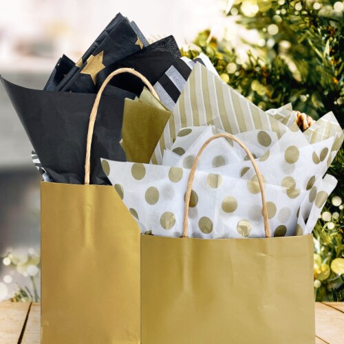 Wrapables Tissue Paper 20 x 28 Inch for Gift Wrapping (60 Sheets), Black & Gold Perspective: top