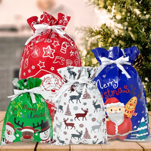 Wrapables Aluminum Foil Christmas Drawstring Gift Bags for Gift Wrap,  Parties (Set of 10), 10 Pieces - Kroger