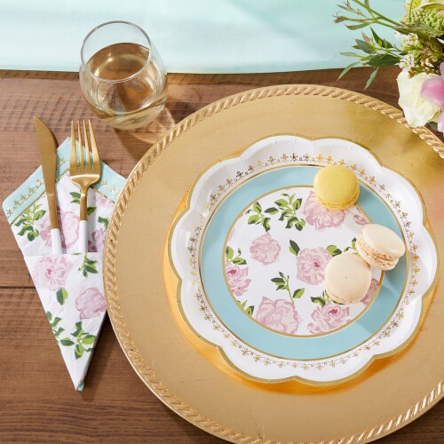 Tea Time Whimsy 9 in. Premium Paper Plates - Pink (Set of 16)