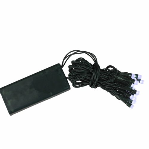 Product Works 15 Battery Operated White LED Micro Rice Christmas Lights - 6 ft Green Wire Perspective: top