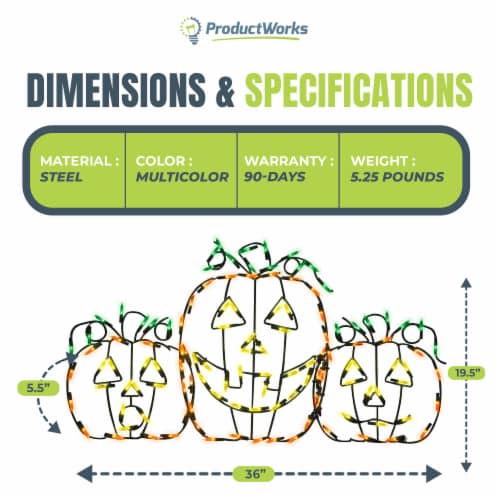 ProductWorks Pro Line LED Jack-O-Lanterns Halloween Yard Decoration Pumpkins Perspective: top