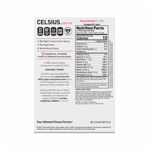 Celsius® Dragonfruit Lime Flavor Stick Packets Perspective: top