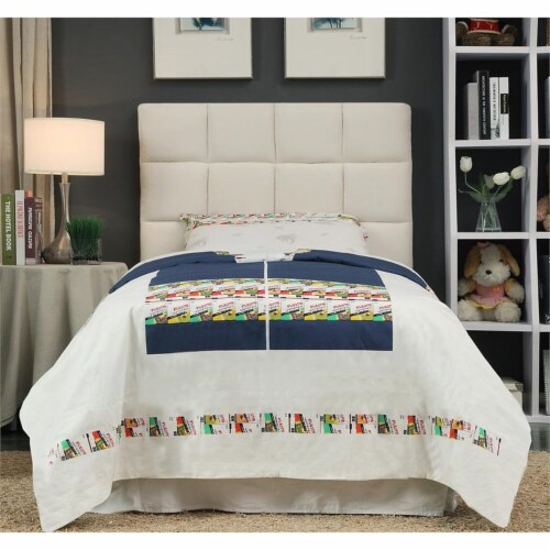 Furniture of America Hellan Fabric Upholstered Twin Headboard in Ivory Perspective: top
