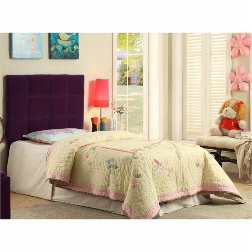 Furniture of America Hellan Fabric Upholstered Twin Headboard in Purple Perspective: top