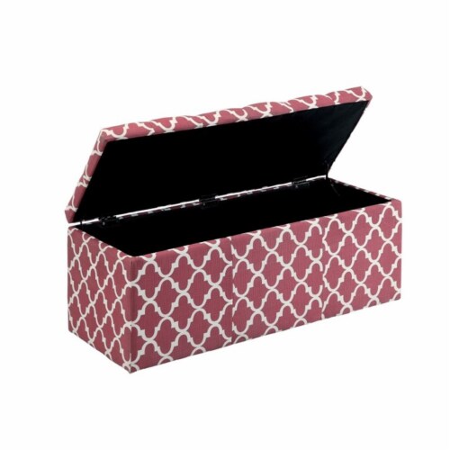 Furniture of America Haas Contemporary Fabric Storage Ottoman in Red Perspective: top
