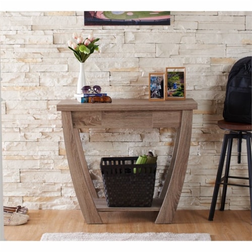 Furniture of America Quaint Modern Wood 1-Drawer Console Table in Light Oak Perspective: top
