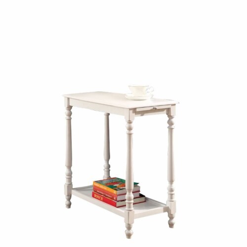 Furniture of America Slade Transitional Wood End Table with Tray in White Perspective: top
