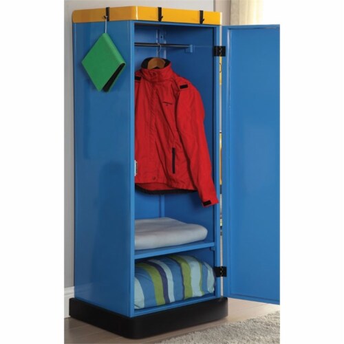 Furniture of America Mars Contemporary Metal 2-Shelf Kids Closet in Blue Perspective: top