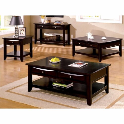 Furniture of America Bonner Transitional Wood 1-Drawer End Table in Espresso Perspective: top