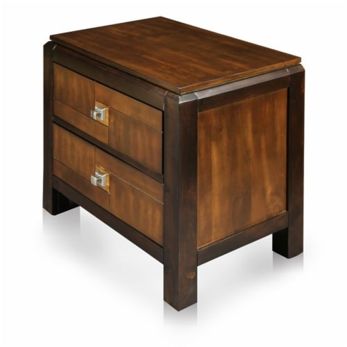FOA Delia 2pc Walnut Transitional Wood Panel Bedroom Set - Full + Nightstand Perspective: top