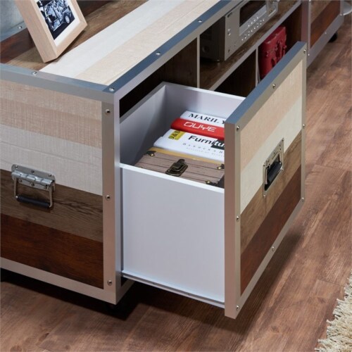 Furniture of America Micah Modern Wood TV Stand with Casters in Multi-color Perspective: top