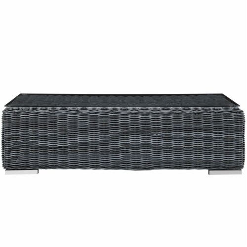 Summon Outdoor Patio Glass Top Coffee Table - Gray Perspective: top