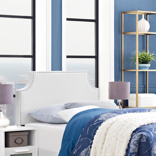 White vinyl headboard deals