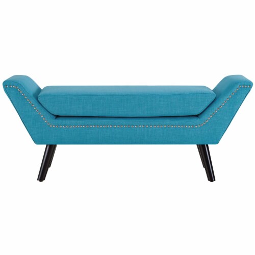 Gambol Upholstered Fabric Bench - Pure Water Perspective: top