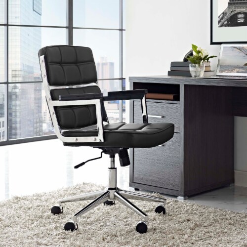 Portray Highback Upholstered Vinyl Office Chair - Black Perspective: top