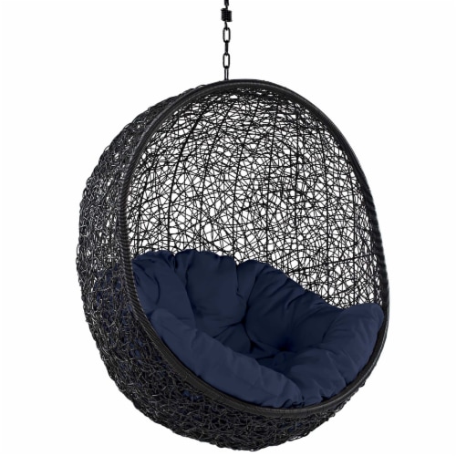 Encase Swing Outdoor Patio Lounge Chair - Navy Perspective: top