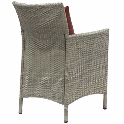 Conduit Outdoor Patio Wicker Rattan Dining Armchair - Light Gray Currant Perspective: top