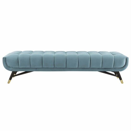Adept Upholstered Velvet Bench - Sea Blue Perspective: top
