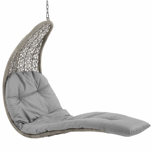 Landscape Hanging Chaise Lounge Outdoor Patio Swing Chair - Light Gray Gray Perspective: top