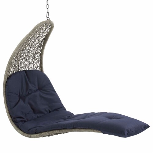 Landscape Hanging Chaise Lounge Outdoor Patio Swing Chair - Light Gray Navy Perspective: top