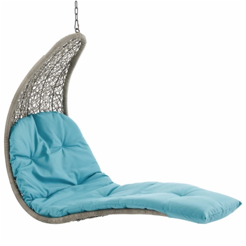 Landscape Hanging Chaise Lounge Outdoor Patio Swing Chair - Light Gray Turquoise Perspective: top