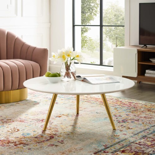 Lippa 36" Round Wood Top Coffee Table with Tripod Base, 1 - Fred Meyer