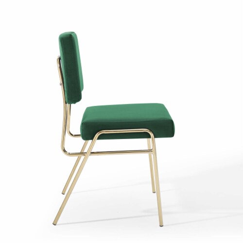 Craft Performance Velvet Dining Side Chair Gold Green Perspective: top