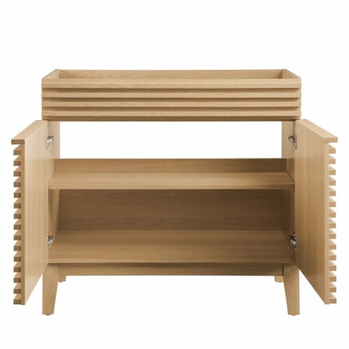 Render 36 Bathroom Vanity Cabinet, Oak Perspective: top