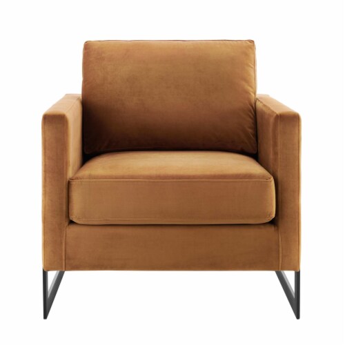 Posse Performance Velvet Accent Chair Black Cognac Perspective: top