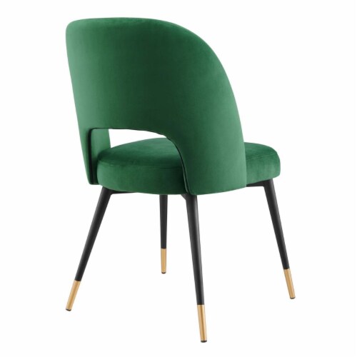 Rouse Performance Velvet Dining Side Chair Emerald Perspective: top