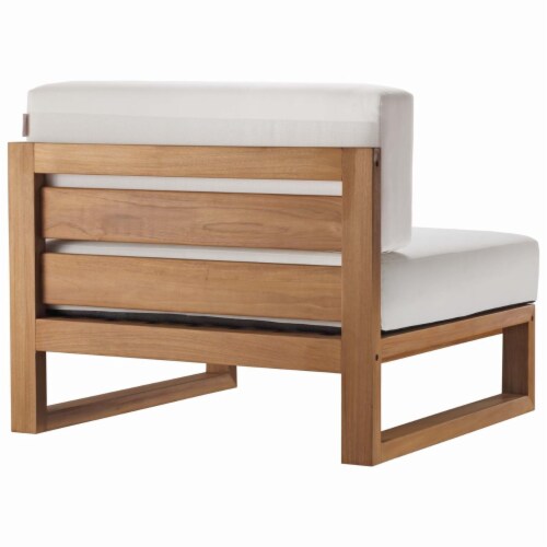 Upland Outdoor Patio Teak Wood Armless Chair, Natural White Perspective: top