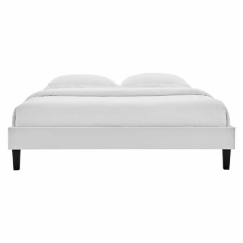 Reign Twin Performance Velvet Platform Bed Frame Light Gray Perspective: top