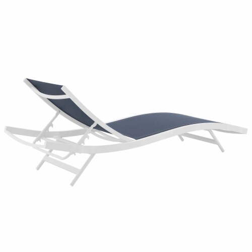 Glimpse Outdoor Patio Mesh Chaise Lounge Set of 4 White Navy 1