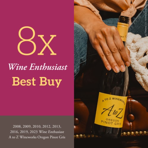 A to Z Wineworks Pinot Gris Oregon White Wine Perspective: top