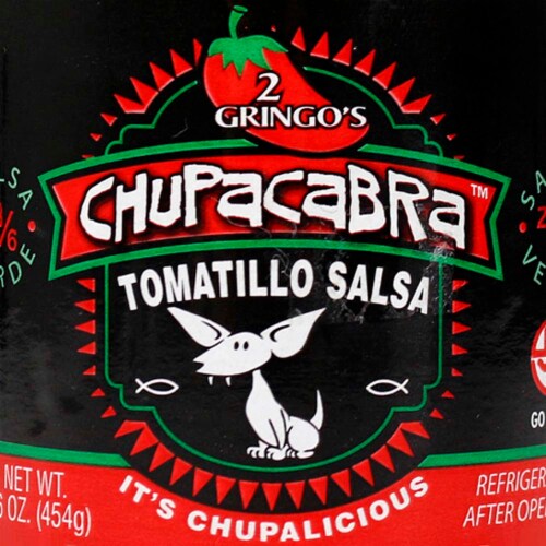 2 Gringos Chupacabra Salsa Verde 16 Oz Tomatillo Jalapenos Garlic Onion Single Perspective: top