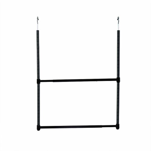 Oceanstar 2 Tier Portable Adjustable Closet Hanger Rod Black 1